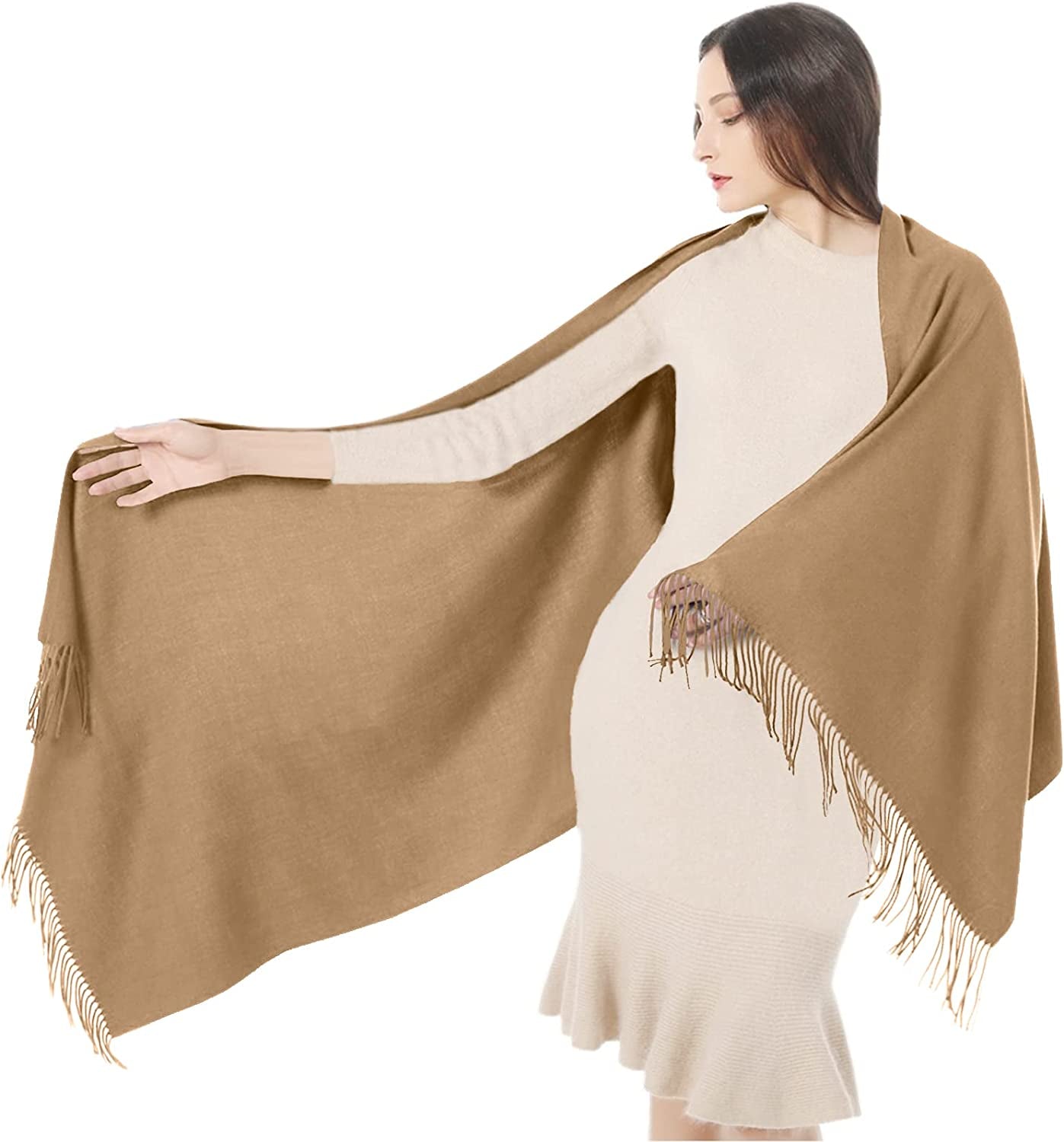 Women Shawl Wrap Scarf Pashmina Gifts Idea Wedding Christmas Birthday Large Soft Stole Apparel & Accessories > Clothing Accessories > Scarves & Shawls Gomust Camel  