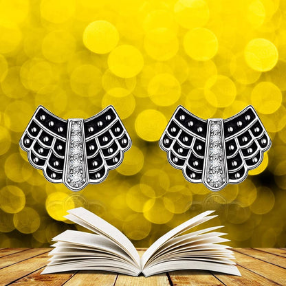 Ruth Bader Ginsburg Earrings Stud for Women RBG Piercing Diamond Cubic Zirconia Real 925 Sterling Silver Dissent Collar Apparel & Accessories > Jewelry > Earrings Fenthring   