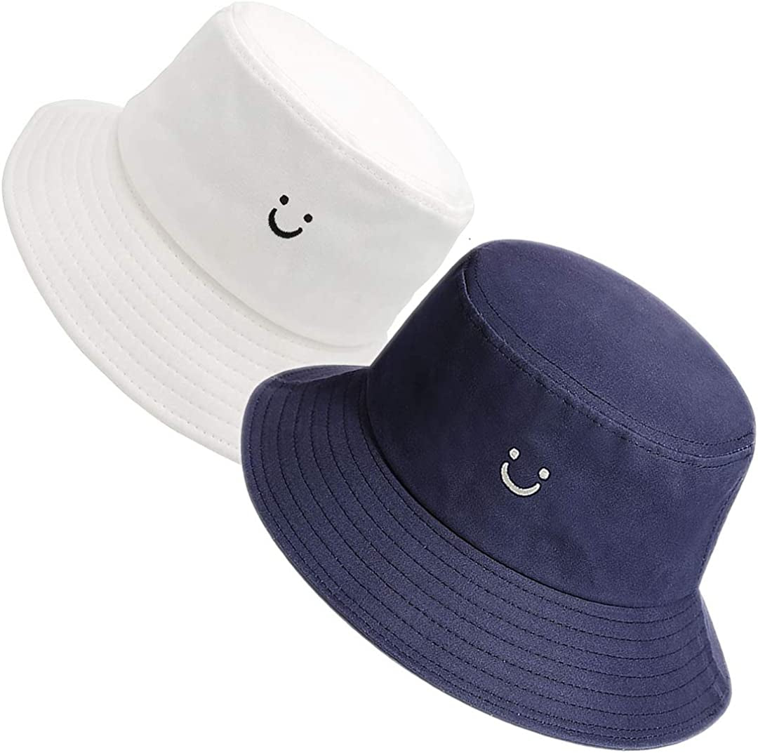 Maxnova Bucket Hats Summer Travel Beach Sun Hat Outdoor Cap Unisex 2Pack Apparel & Accessories > Clothing Accessories > Hats MaxNova 2pack White/Navy  