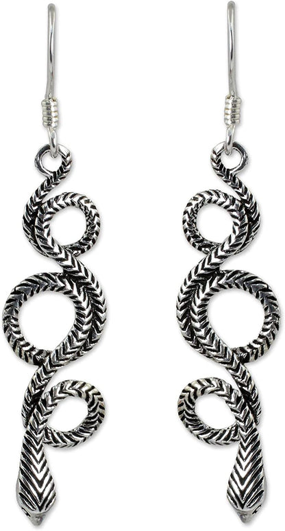 NOVICA Sterling Silver Snake Dangle Earrings, Infinity Serpent' Apparel & Accessories > Jewelry > Earrings NOVICA   