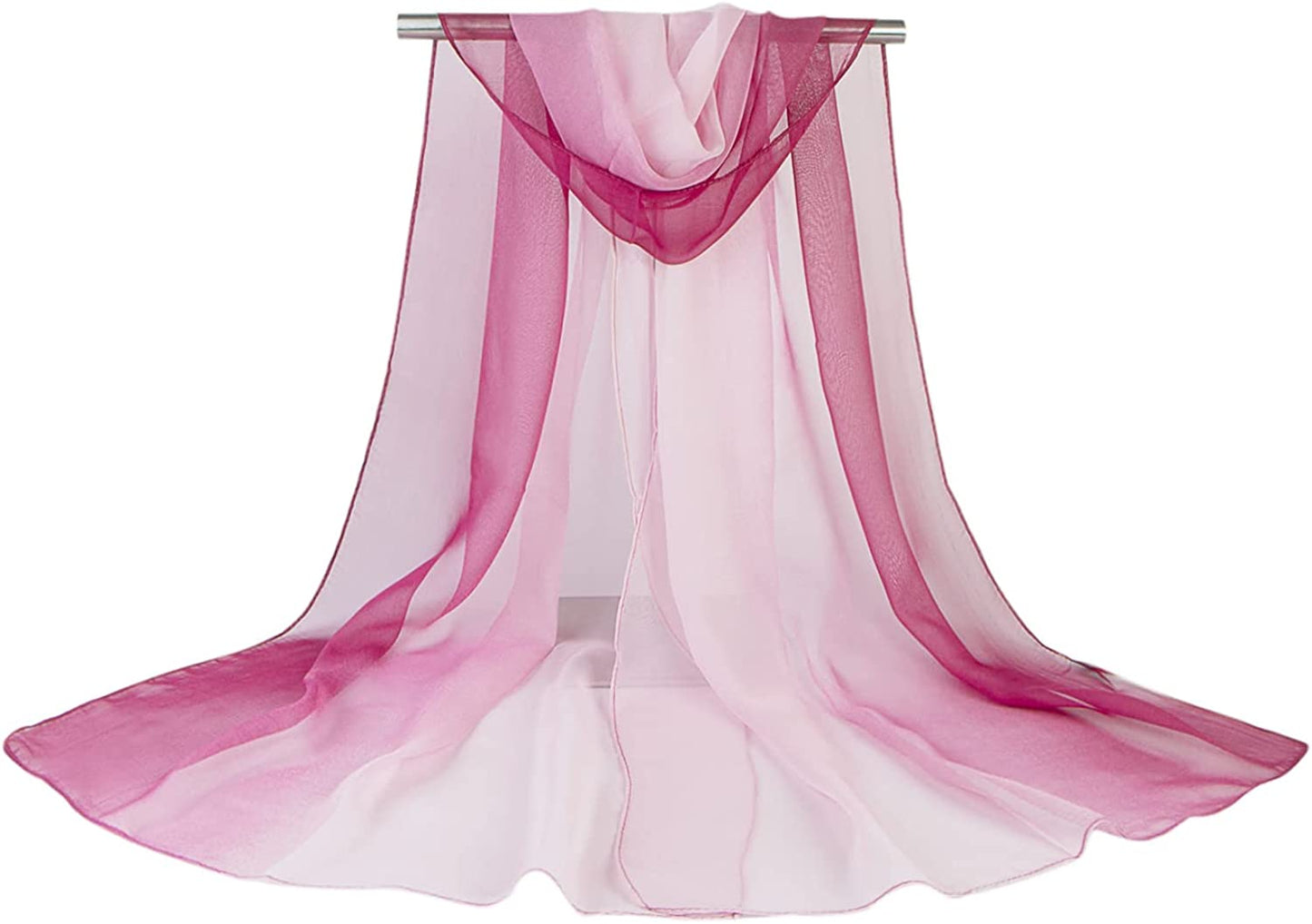 Ombre Silk Scarf Oblong Gradiente Scarves Lightweight Accent Scarfs for Women Apparel & Accessories > Clothing Accessories > Scarves & Shawls Yeieeo Plum  