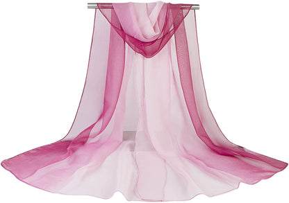Ombre Silk Scarf Oblong Gradiente Scarves Lightweight Accent Scarfs for Women Apparel & Accessories > Clothing Accessories > Scarves & Shawls Yeieeo Plum  