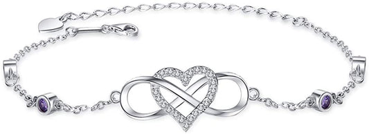 S925 Sterling Silver Ankle Bracelets for Women,Infinity Anklet with Heart Design Charm Jewelry,Gift for Women Mother Apparel & Accessories > Jewelry > Anklets Nieboa   