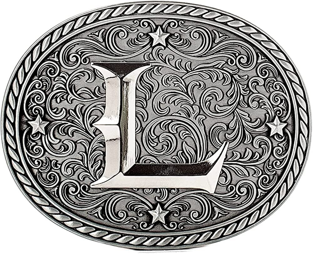 Western Cowboy/Cowgirl Initial Belt Buckle - Large, Letter Buckles for Men and Women Apparel & Accessories > Clothing Accessories > Belt Buckles Itera L  