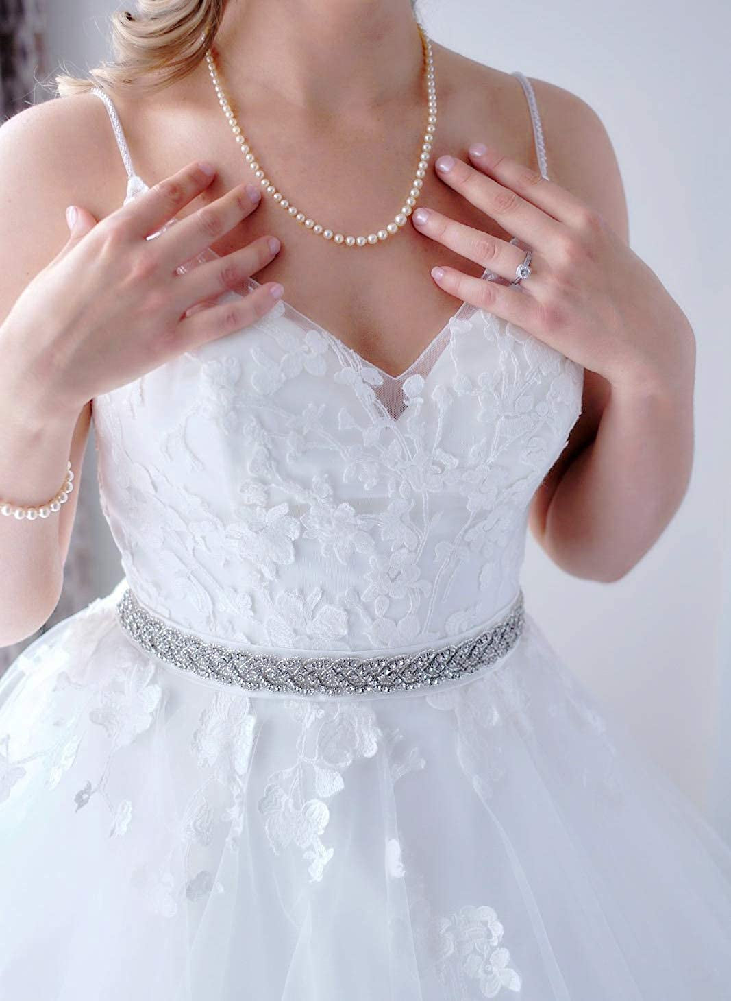 AWAYTR Bridal Rhinestone Wedding Belt - Silver Rhinestone Belts for Women Formal Evening Dress Apparel & Accessories > Clothing Accessories > Belts AWAYTR   