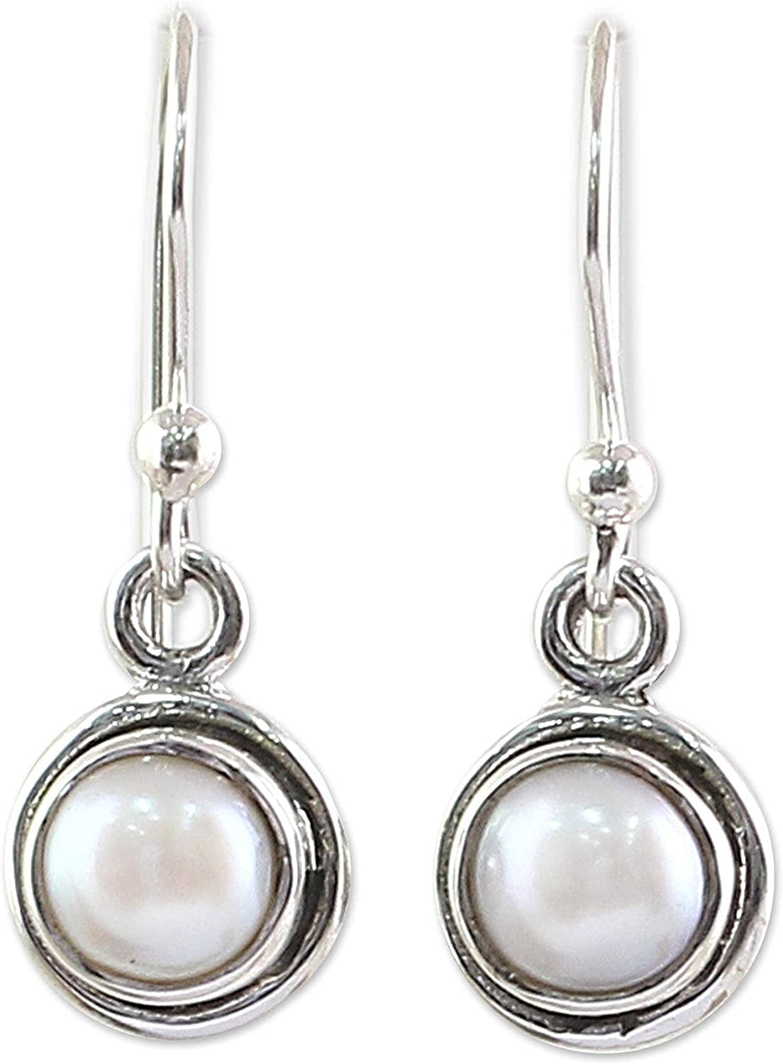 NOVICA Cream Cultured Freshwater Pearl .925 Silver Dangle Earrings, Purest Love' Apparel & Accessories > Jewelry > Earrings NOVICA   