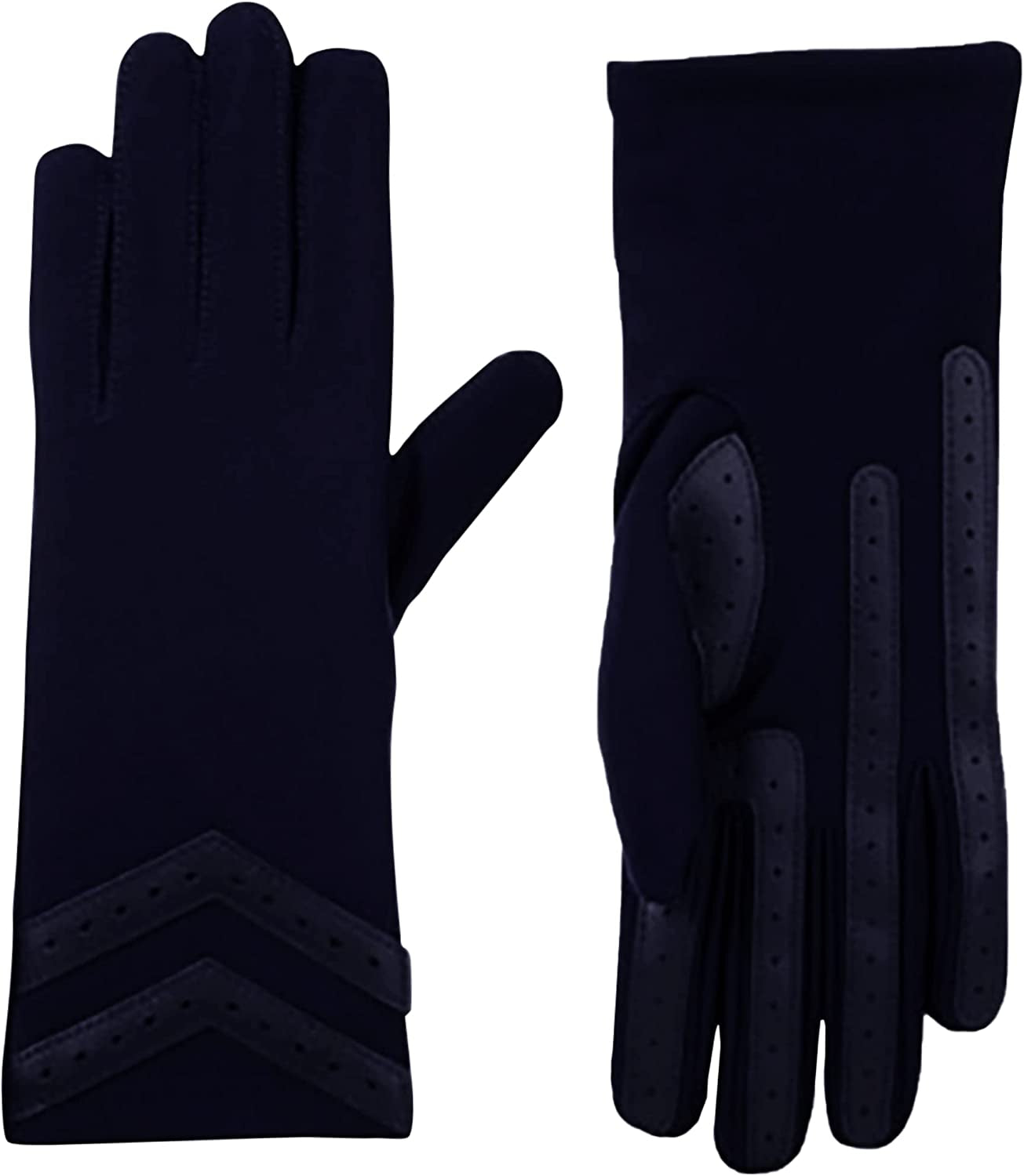 Isotoner Women'S Spandex Touchscreen Cold Weather Gloves with Warm Fleece Lining and Chevron Details Apparel & Accessories > Clothing Accessories > Gloves & Mittens KYLIE MAX Midnight Large / X-Large 