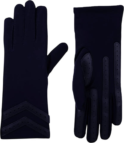Isotoner Women'S Spandex Touchscreen Cold Weather Gloves with Warm Fleece Lining and Chevron Details Apparel & Accessories > Clothing Accessories > Gloves & Mittens KYLIE MAX Midnight Large / X-Large 