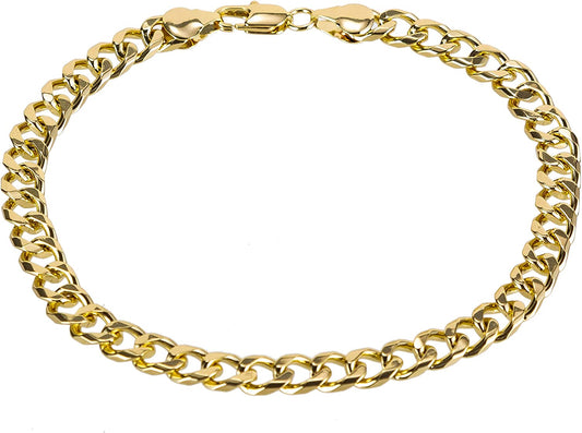 Gold Cuban Link Anklet Bracelet for Women Men, 7Mm Wide 14K Gold / 18K Gold / White Gold Plated Diamond Cut Curb Chain Ankle Bracelets for Women Men 9 10 11 Inches Apparel & Accessories > Jewelry > Anklets kelistom 1-14K Gold length: 10" 