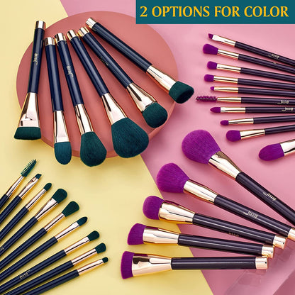 Jessup 15Pcs Makeup Brushes Set Powder Foundation Eyeshadow Eyeliner Lip Contour Concealer Smudge Brush Tool Blue/Darkgreen T113 Health & Beauty > Personal Care > Cosmetics > Cosmetic Tools > Makeup Tools Jessup   