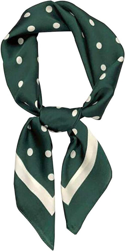 Women'S Fashion Soft Large Satin Square Chiffon Polyester Scarf Set Head Neck Multiuse Solid Colors Available Apparel & Accessories > Clothing Accessories > Bandanas & Headties Persmileful Dark Green Spots  