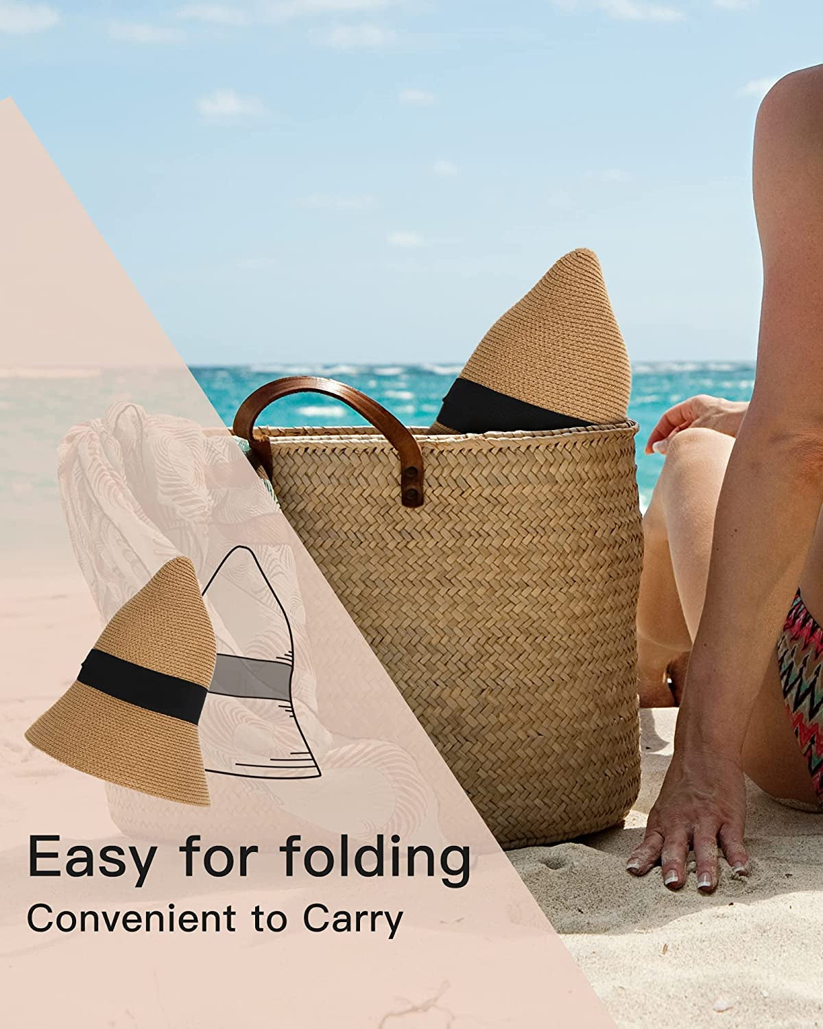 FURTALK Womens Beach Sun Straw Hat UV UPF50 Travel Foldable Brim Summer UV Hat Apparel & Accessories > Clothing Accessories > Hats KYLIE MAX   