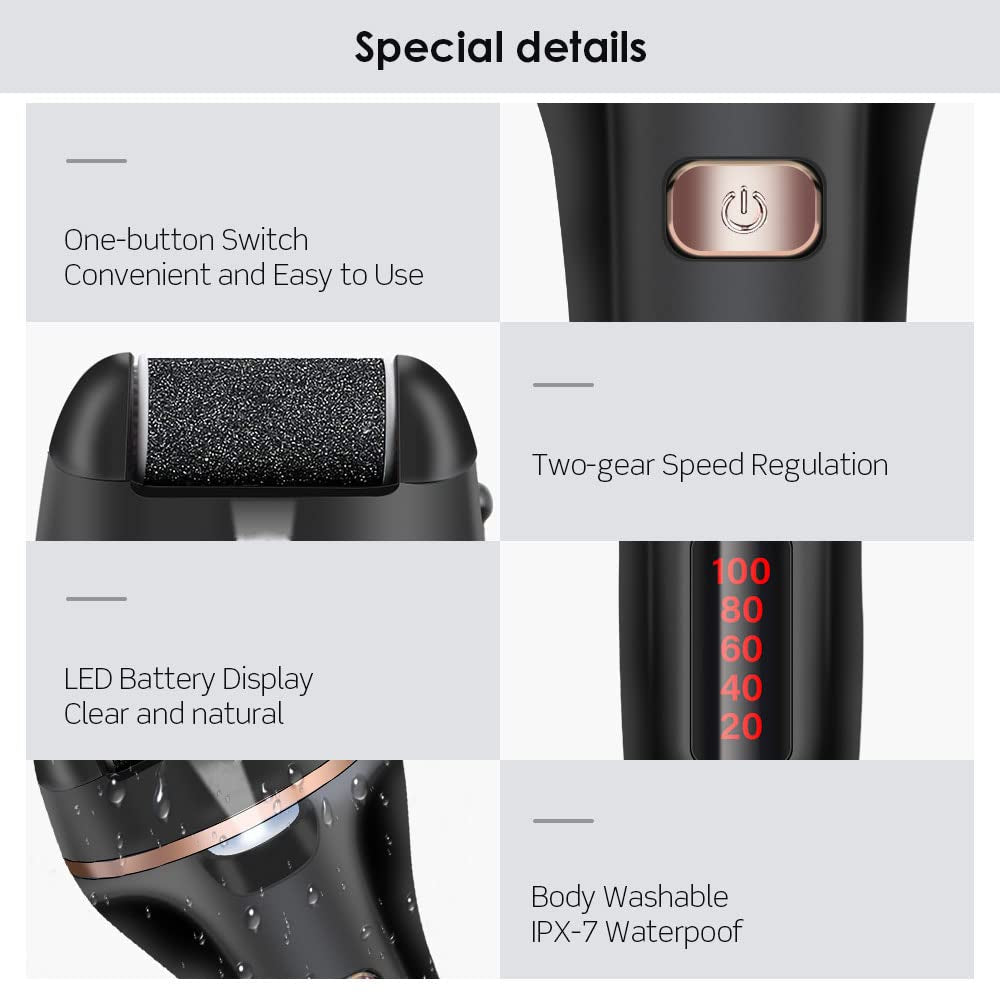 Electric Foot File Callus Remover, Rechargeable Callous Removers for Feet, Professional Foot Care Kit Foot Rasp Dead Skin Remover Pedicure Kit with Power Display for Men Women Salon or Home Best Gift Health & Beauty > Personal Care > Foot Care iToncs   