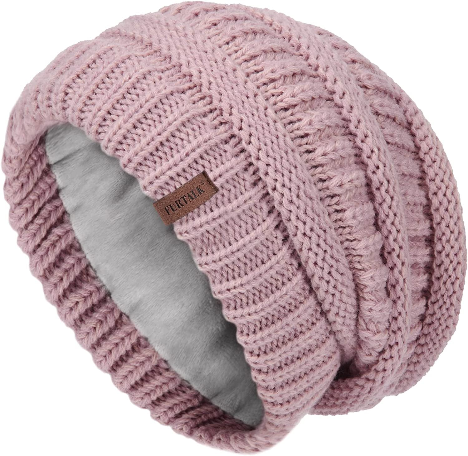 FURTALK Knit Beanie Hats for Women Men Fleece Lined Ski Skull Cap Slouchy Winter Hat Apparel & Accessories > Clothing Accessories > Hats KYLIE MAX Mix Pink  