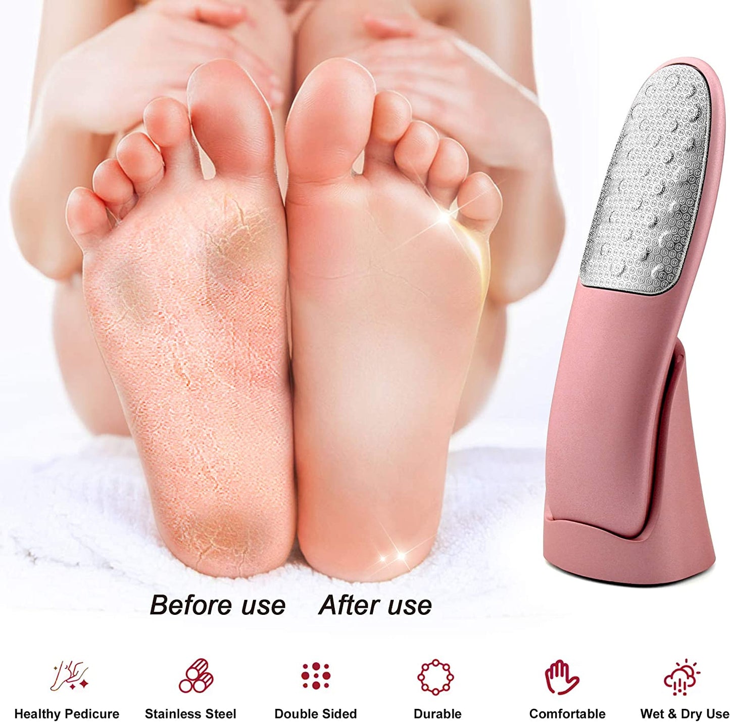 Foot Scrubber with Stand, Never-Cut-Your-Feet Foot File Callus Remover - Safe to Use | Comfortable Foot Scraper Feet Scrubber Dead Skin Remover, Best Home Pedicure Foot Care Tool, Used on Wet/Dry Feet Health & Beauty > Personal Care > Foot Care Weetiee   