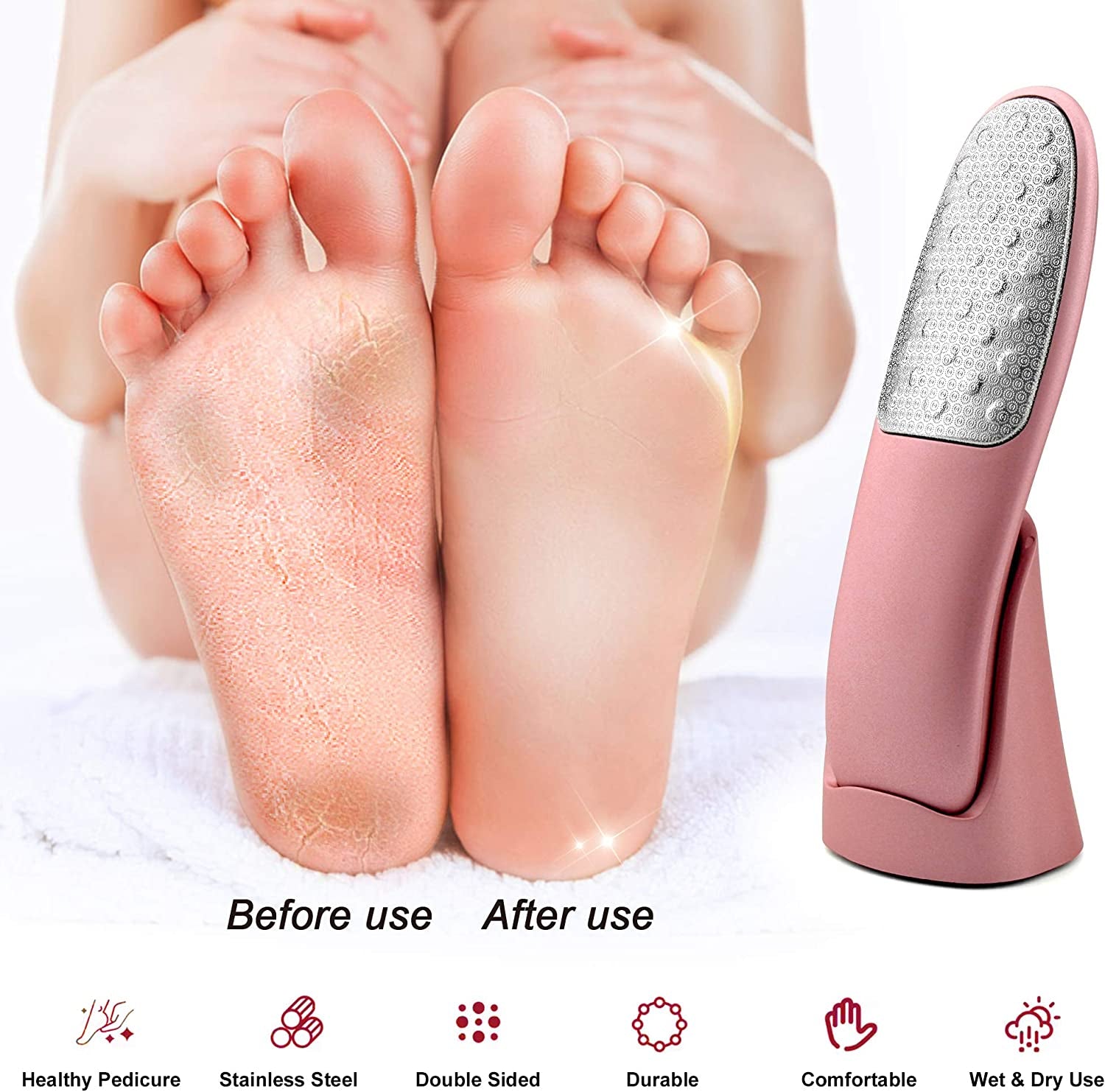 Foot Scrubber with Stand, Never-Cut-Your-Feet Foot File Callus Remover - Safe to Use | Comfortable Foot Scraper Feet Scrubber Dead Skin Remover, Best Home Pedicure Foot Care Tool, Used on Wet/Dry Feet Health & Beauty > Personal Care > Foot Care Weetiee   