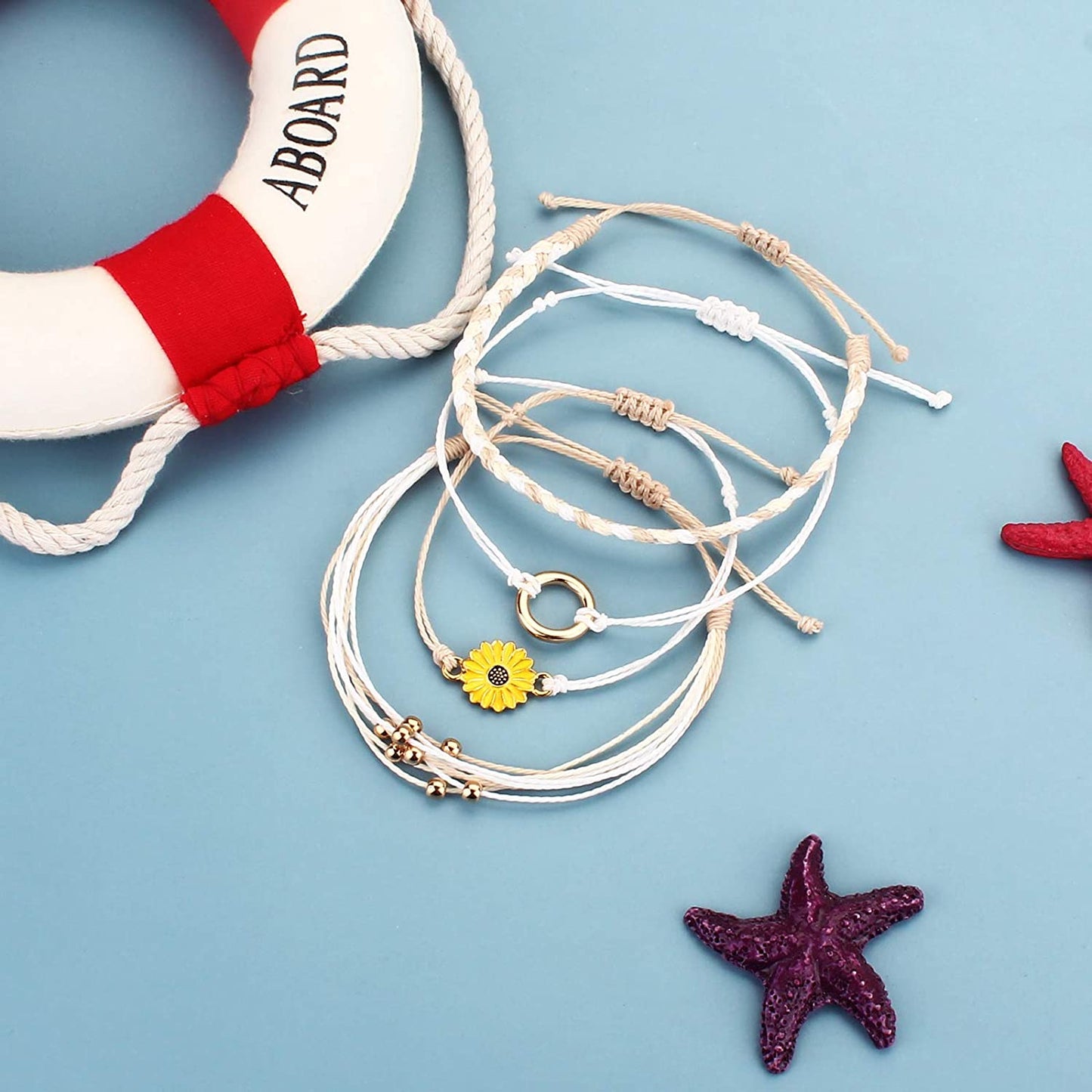 Sunflower String Bracelet Handmade Braided Rope Charms Boho Surfer Bracelet for Teen Girls Preteens Women Apparel & Accessories > Jewelry > Bracelets FANCY SHINY   