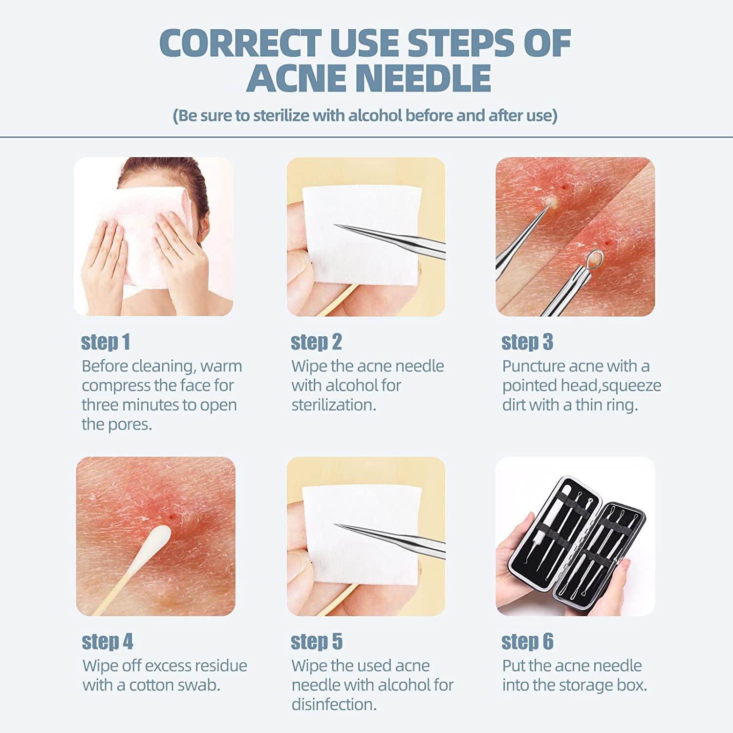 JPNK Blackhead Remover Tool Comedones Extractor Acne Removal Kit for Blemish, Whitehead Popping, 6 Pcs Zit Removing for Nose Face Tools with a Leather Bag Health & Beauty > Personal Care > Cosmetics > Cosmetic Tools > Skin Care Tools JPNK   