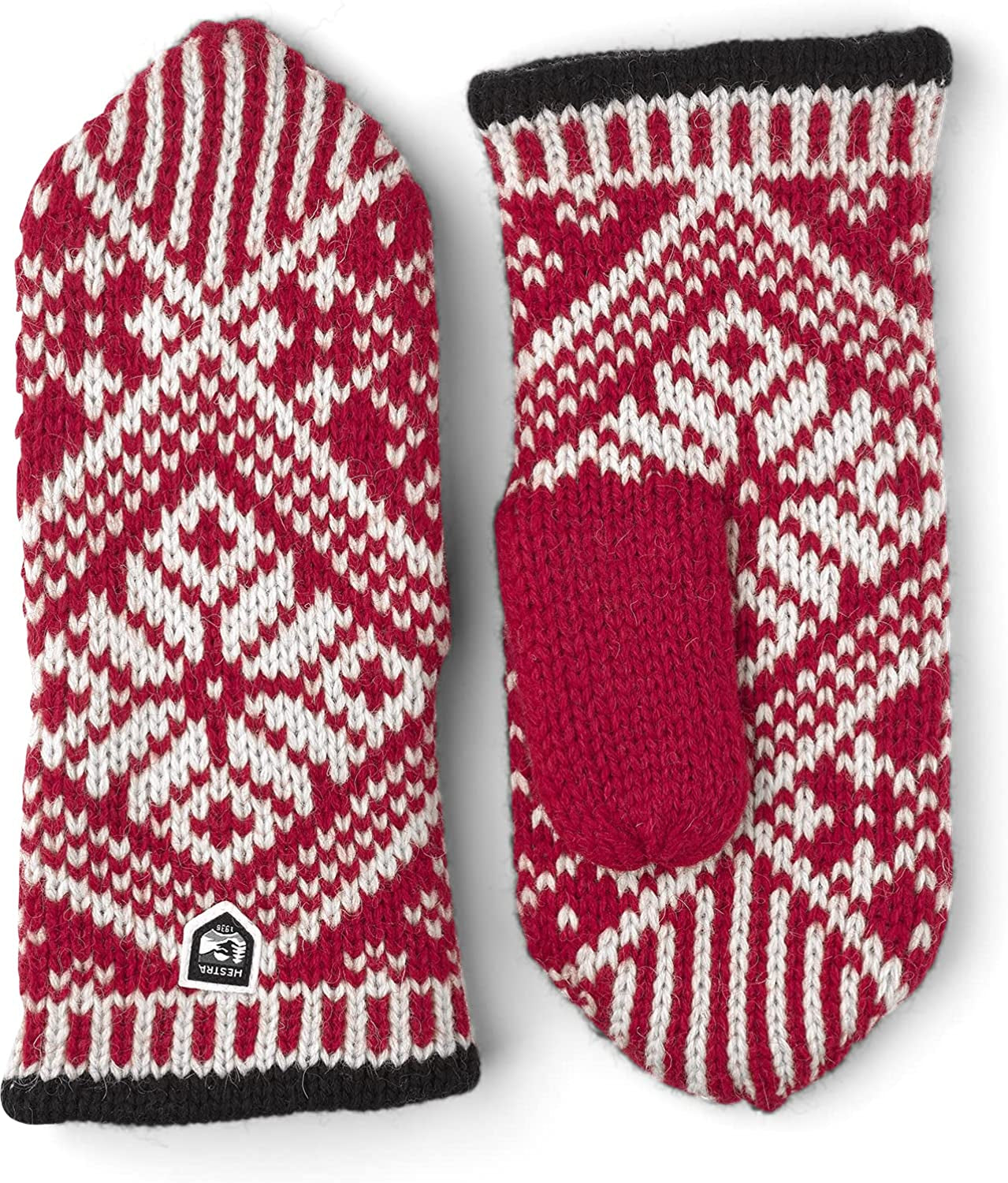 Hestra Unisex Nordic Wool Mitt Insulated Mittens for Cold Weather & Everyday Wear Apparel & Accessories > Clothing Accessories > Gloves & Mittens Hestra Gloves Red / Offwhite 10 