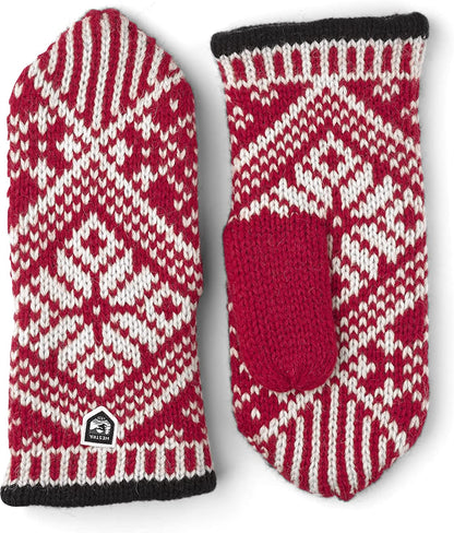Hestra Unisex Nordic Wool Mitt Insulated Mittens for Cold Weather & Everyday Wear Apparel & Accessories > Clothing Accessories > Gloves & Mittens Hestra Gloves Red / Offwhite 10 