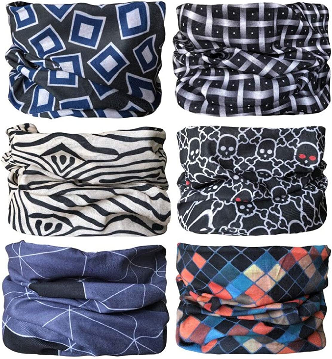 Kingree 6PCS Outdoor Magic Scarf, Elastic Headbands, Headscarves, Headwear, Mask Apparel & Accessories > Clothing Accessories > Bandanas & Headties KINGREE Multicolor  