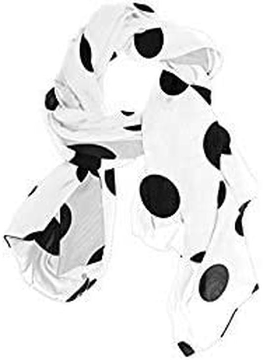 Cooper Girl Black White Polka Dot Silk Scarf Shawl Wrap for Women Girls Apparel & Accessories > Clothing Accessories > Scarves & Shawls ALAZA   