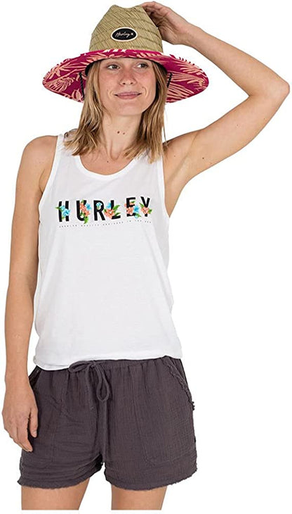 Hurley Women'S Straw Hat - Capri Medium Brim Real Straw Lifeguard Sun Hat with Chin Strap Apparel & Accessories > Clothing Accessories > Hats Hurley Bright Crimson One Size 