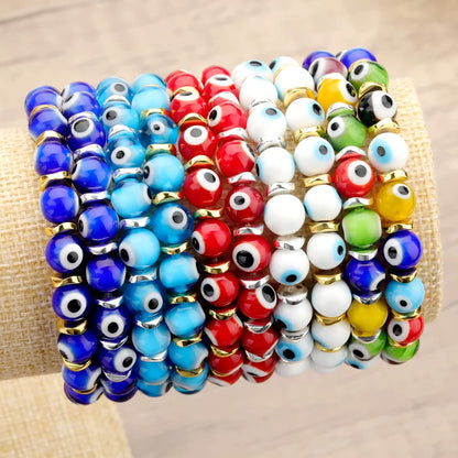 JUVJEW Evil Eye Bracelets for Women Protect 8Mm Ojo Glass Beaded Protection Stretch Braclet Jewelry Apparel & Accessories > Jewelry > Bracelets JUVJEW   