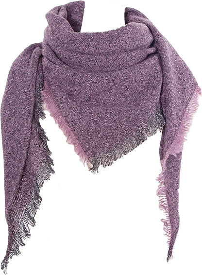 Wander Agio Womens Winter Scarfs Warm Scarf Half Shawls Triangle Scarves Stripe Plaid Apparel & Accessories > Clothing Accessories > Scarves & Shawls Wander Agio Pure Purple 16  