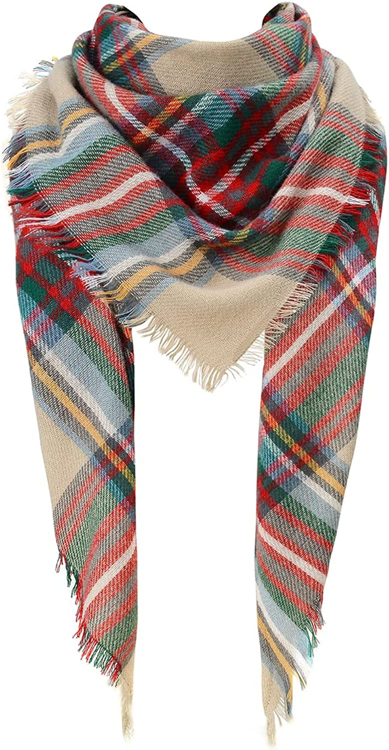 Century Star Women'S Stylish Warm Tassels Soft Plaid Tartan Scarf Winter Large Blanket Wrap Shawl Apparel & Accessories > Clothing Accessories > Scarves & Shawls Century Star Z Triangle Multicolor One Size 