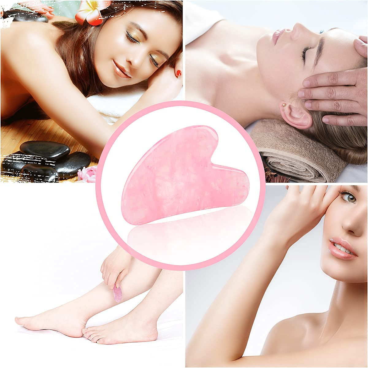 Mysense Level a Gua Sha Facial Massage Tool,Jade and Rose Quartz Guasha Face Massage Tool,Skin Care Massage Beauty Tool for Women Body Eyes Neck Slimming Massager (Heart Shape) Health & Beauty > Personal Care > Cosmetics > Cosmetic Tools > Skin Care Tools Mysense   