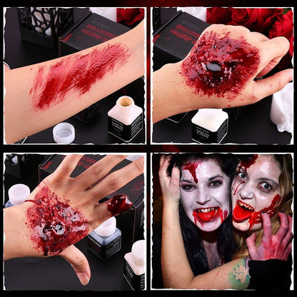 CHASPA Halloween Liquid Latex Special Effects SFX Makeup Kit - Scar Wax + 2 Btl Liquid Latex + 2 Btl Fake Blood + Spatula Tool + 2Pcs Stipple Sponge + 4Pcs Makeup Sponges + Cotton Swabs Health & Beauty > Personal Care > Cosmetics > Cosmetic Tools > Makeup Tools CHASPA   