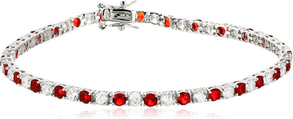 Collection .925 Sterling Silver Alternating AAA Cubic Zirconia Tennis Bracelet, 7.5" Apparel & Accessories > Jewelry > Bracelets Amazon Collection Red  