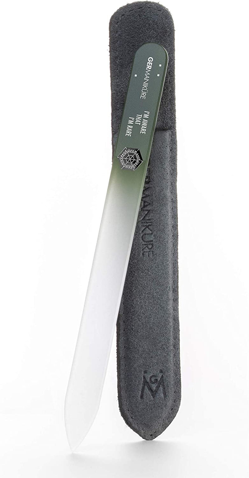 GERMANIKURE Mantra Glass Nail File in Suede Case, Ethically Made in Czech Republic - Professional Manicure & Pedicure Tools for Smooth Easy Shaping of Natural Fingernails Health & Beauty > Personal Care > Cosmetics > Cosmetic Tools > Nail Tools GERmanikure I'm Aware That I'm Rare  