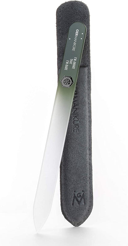 GERMANIKURE Mantra Glass Nail File in Suede Case, Ethically Made in Czech Republic - Professional Manicure & Pedicure Tools for Smooth Easy Shaping of Natural Fingernails Health & Beauty > Personal Care > Cosmetics > Cosmetic Tools > Nail Tools GERmanikure I'm Aware That I'm Rare  