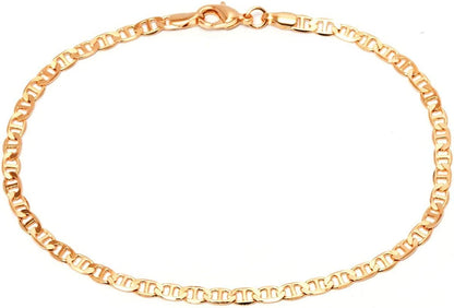 Gold Anklet for Women Flat Mariner Anklet | Barzel 18K Gold Plated Flat Marina Link Anklet for Women - Made in Brazil Apparel & Accessories > Jewelry > Anklets Barzel 11.0 Inches  