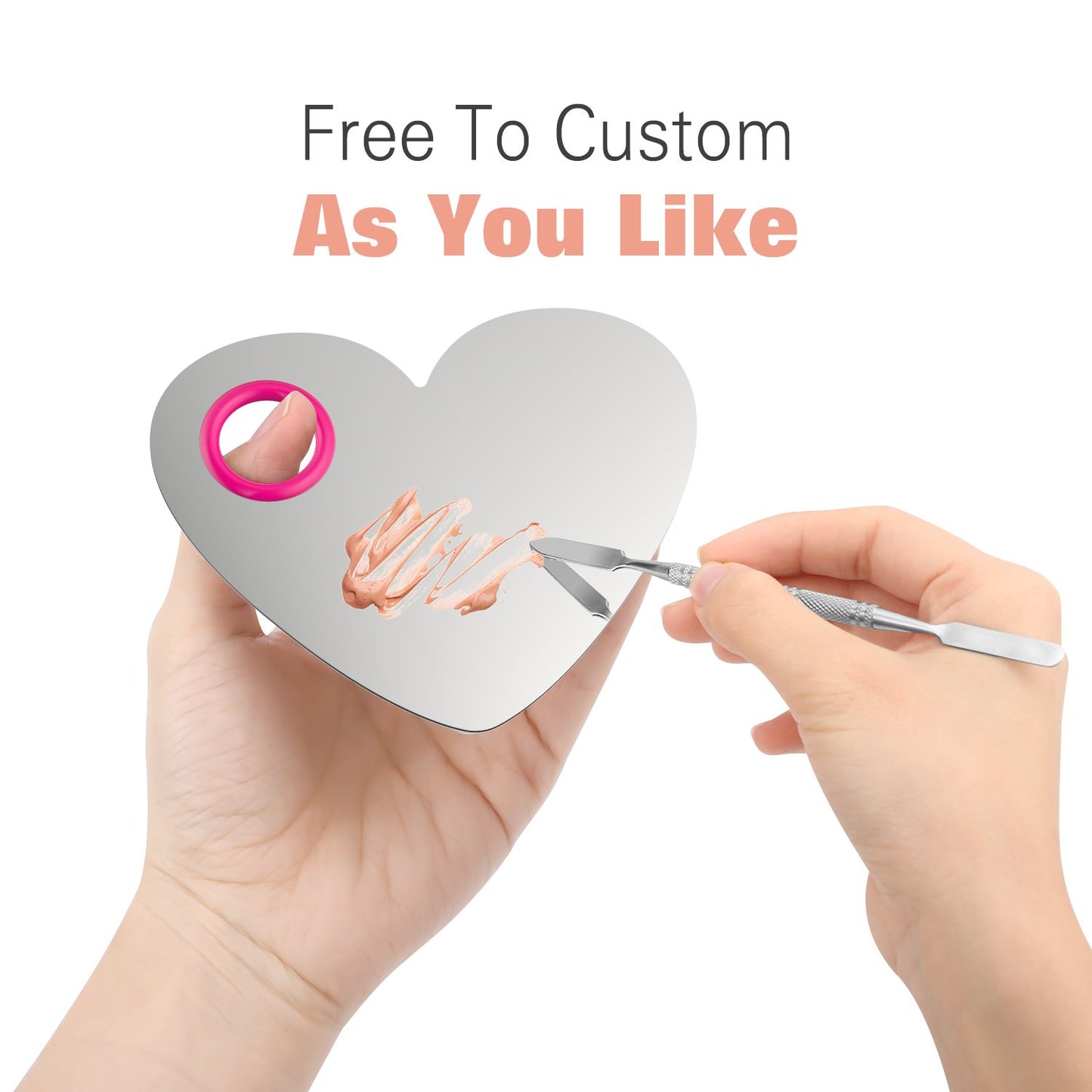 Luxspire Professional Makeup Palette Stainless Steel Heart Cosmetics Foundation Nail-Art Mixing Blending Make up Tools with Spatula for Eye Shadow, Eyelash, Lipsticks, Nail Art Health & Beauty > Personal Care > Cosmetics > Cosmetic Tools > Makeup Tools Luxspire   