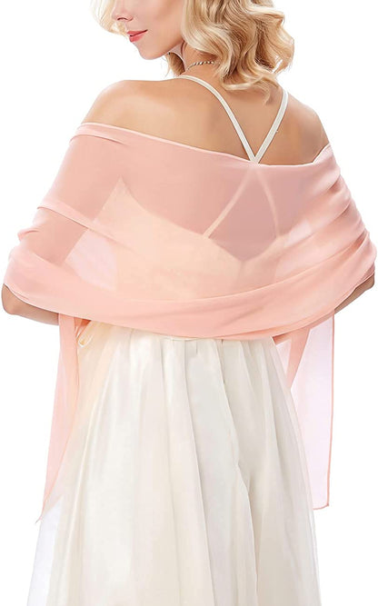 Kate Kasin Soft Chiffon Pashmina Scarf Shawls and Wraps for Formal Evening Party Dress, Bride Bridesmaid Shawl for Wedding Apparel & Accessories > Clothing Accessories > Scarves & Shawls Kate Kasin Peach 72*18inch 