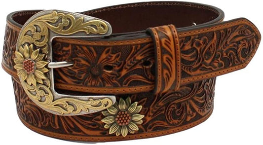 Ariat Ladies Sunflower Concho Belt Brown Leather Apparel & Accessories > Clothing Accessories > Belts ARIAT Medium  