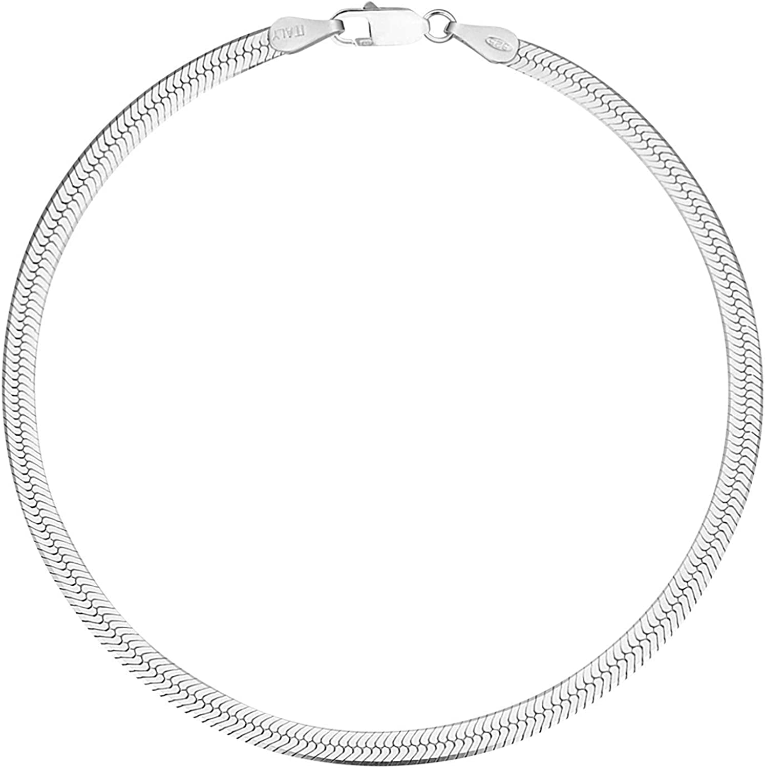 Savlano 925 Sterling Silver Solid Italian Figaro, Rope,Herringbone, Curb, Ball Bead, Snake, Mariner Chain Anklet for Women & Girls, Comes in 0.8Mm - 5Mm Gift Box Apparel & Accessories > Jewelry > Anklets Savlano Herringbone 3.5mm 10.0 Inches 