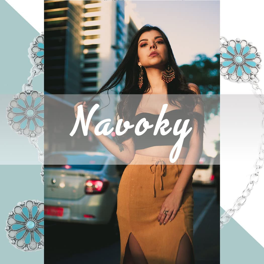 Navoky Turquoise Waist Chains Silver Belly Bodychain Western Chain Belt Concho Belts Boho Body Accessories Jewelry for Women and Girls Apparel & Accessories > Jewelry > Body Jewelry Navoky   