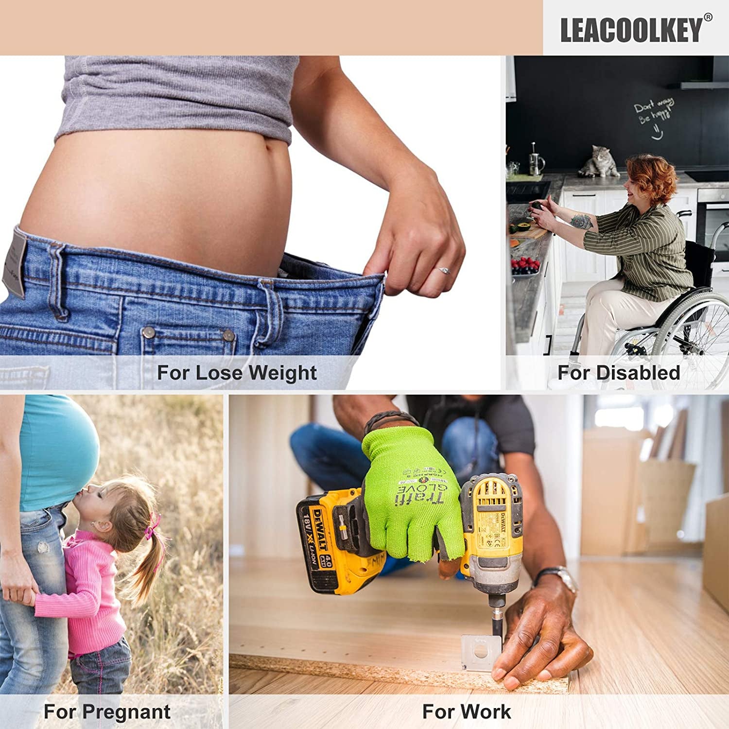 No Buckle Stretch Belt for Women/Men—2 Pack Elastic Invisible Belt for Jeans Apparel & Accessories > Clothing Accessories > Belts LEACOOLKEY   
