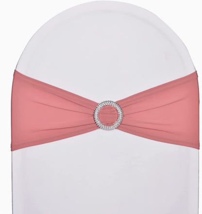 Sweeteasy 50Pcs Metallic Silver Spandex Chair Sashes, Durable Workmanship,Stretch Bows with Buckle Stretchable for Christmas Wedding Party Banquet Event Baby Shower Birthday Celebration Decoration Apparel & Accessories > Clothing Accessories > Sashes SweetEasy Dusty Rose 10PCS 