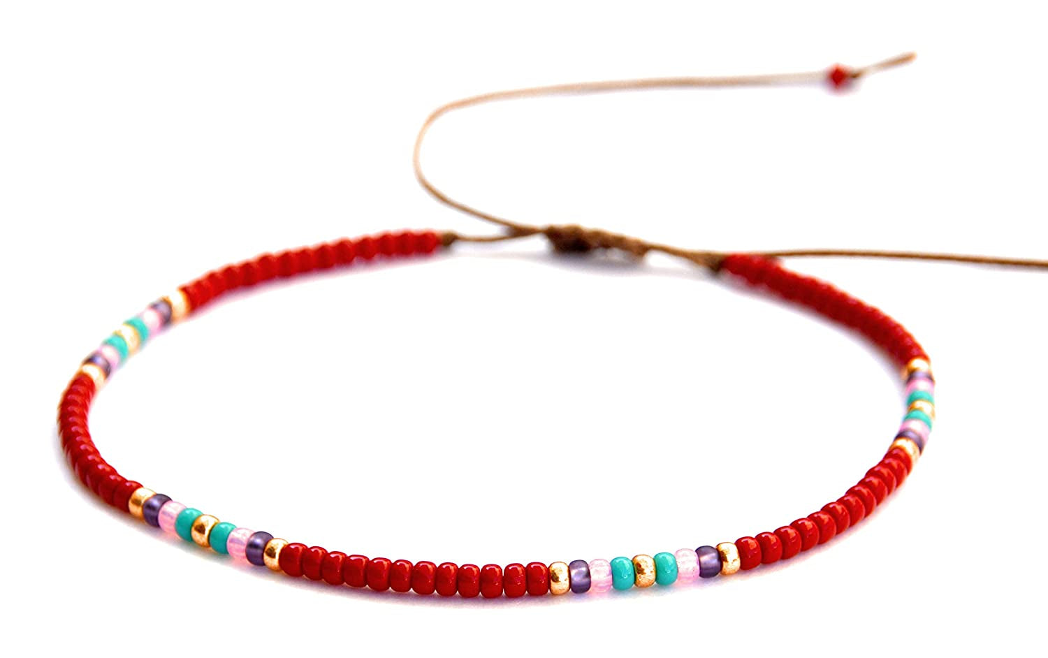 Beaded Anklet for Women, Boho Bohemian Native American Hippie Style, Unique Colorful Waterproof Beach Anklet, Handmade by Tribes Apparel & Accessories > Jewelry > Anklets Tribes by Sara K   