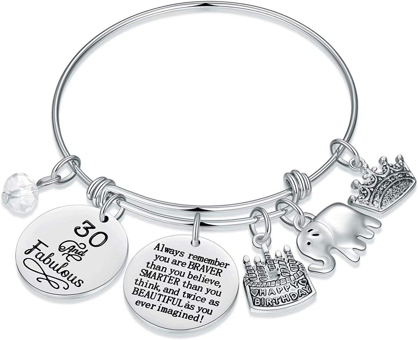 Birthday Gifts for Women Girls Bracelet, Expandable Charm Bracelets 5Th 6Th 7Th 8Th 9Th 10Th 20Th 30Th 40Th 50Th 60Th 70Th 80Th 90Th Birthday Gift for Friend, Mom, Daughter, Niece, Sister, Grandma Apparel & Accessories > Jewelry > Bracelets M MOOHAM 30th  
