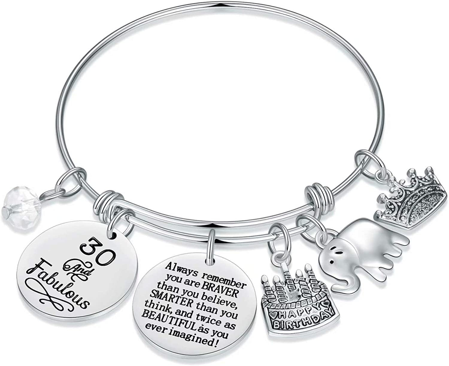 Birthday Gifts for Women Girls Bracelet, Expandable Charm Bracelets 5Th 6Th 7Th 8Th 9Th 10Th 20Th 30Th 40Th 50Th 60Th 70Th 80Th 90Th Birthday Gift for Friend, Mom, Daughter, Niece, Sister, Grandma Apparel & Accessories > Jewelry > Bracelets M MOOHAM 30th  