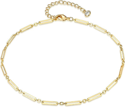 LOYATA Dainty Ankle Bracelet,14K Gold Plated Tiny Bead Anklet Dainty White Cubic Zirconia Cross Tassel Foot Chain Cute Lucky Moon Evil Eye Foot Jewelry Boho Anklets for Women Apparel & Accessories > Jewelry > Anklets LOYATA Chain  