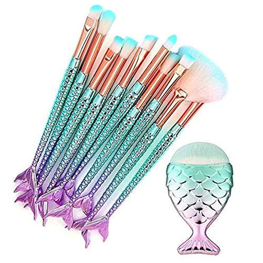 Funfunman Makeup Brushes 11PCS Make up Foundation Eyebrow Eyeliner Blush Cosmetic Concealer Brushes(Mermaid Colorful) Health & Beauty > Personal Care > Cosmetics > Cosmetic Tools > Makeup Tools LEDeng   