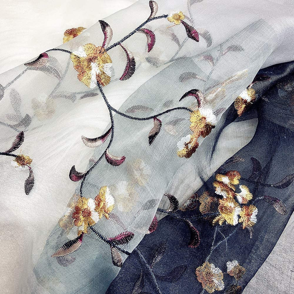 GOFINEE Women Silk&Wool Gradient Embroidered Scarf Headwrap Shawl Apparel & Accessories > Clothing Accessories > Scarves & Shawls GOFINEE   
