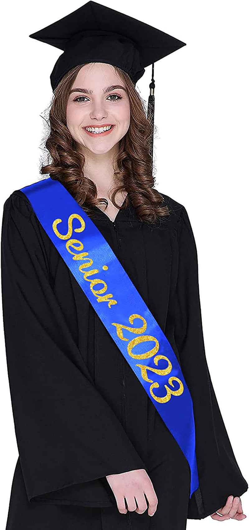 Blue Senior 2023 Satin Sash - 2023 Graduation Sash - Finally Graduated - Senior Cheer Sash - Cheerleader Sash - Competition Sash Apparel & Accessories > Clothing Accessories > Sashes Partyprops   